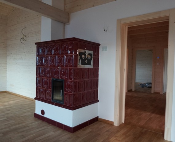 Kachlové kamna v dřevostavbě